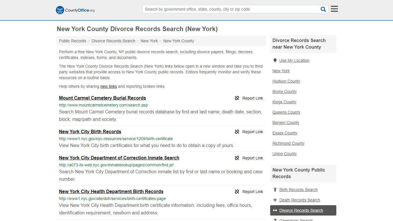 New York County Divorce Records Search (New York) - County Office
